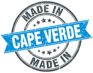 made in Cape Verde blue round vintage stamp