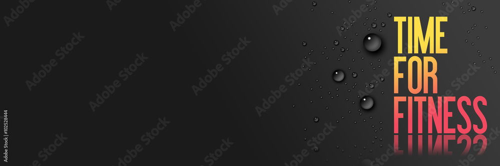 Wall mural yellow red text on black background - template for fitness centre website or advertising with copy s