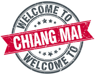 welcome to Chiang mai red round vintage stamp