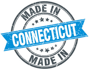 made in Connecticut blue round vintage stamp