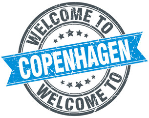 welcome to Copenhagen blue round vintage stamp