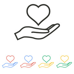 Heart in hand- vector icon.