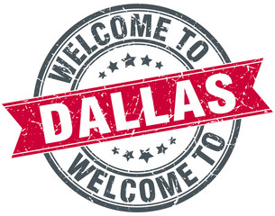 welcome to Dallas red round vintage stamp