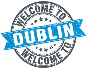 welcome to Dublin blue round vintage stamp