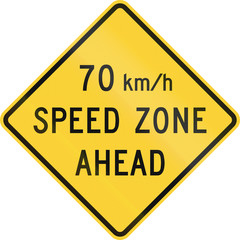 United States MUTCD warning road sign - 70 Kmh zone ahead