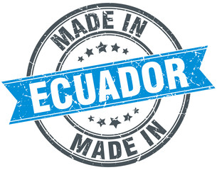 made in Ecuador blue round vintage stamp