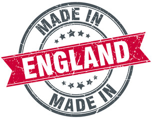 made in England red round vintage stamp