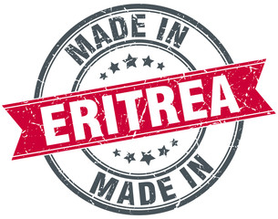 made in Eritrea red round vintage stamp
