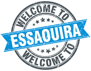 welcome to Essaouira blue round vintage stamp