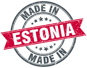 made in Estonia red round vintage stamp