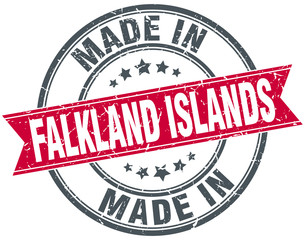 made in Falkland Islands red round vintage stamp