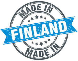 made in Finland blue round vintage stamp