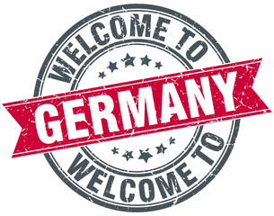 welcome to Germany red round vintage stamp