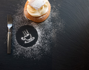 Traditional Swedish cream bun Semla.