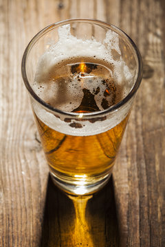 Glass and Bottles of Natural Beer