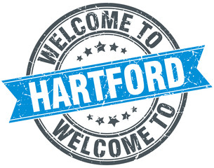 welcome to Hartford blue round vintage stamp