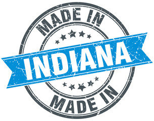 made in Indiana blue round vintage stamp