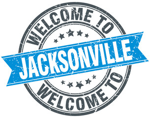 Obraz premium welcome to Jacksonville blue round vintage stamp