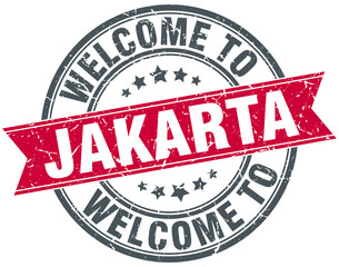 welcome to Jakarta red round vintage stamp