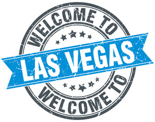 welcome to Las Vegas blue round vintage stamp