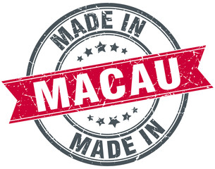 made in Macau red round vintage stamp
