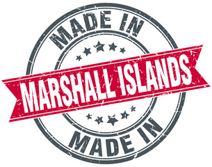 made in Marshall Islands red round vintage stamp