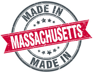 made in Massachusetts red round vintage stamp