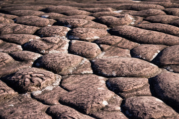 Layers of sedimentary sandstone rock.