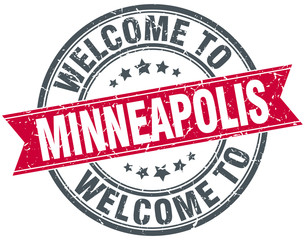 welcome to Minneapolis red round vintage stamp