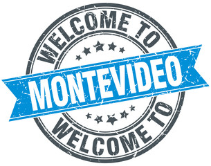 welcome to Montevideo blue round vintage stamp