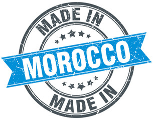 made in Morocco blue round vintage stamp