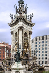 Barcelona, Spain. Monument on Espanya Square