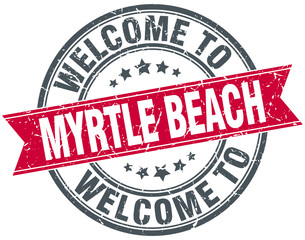 welcome to Myrtle Beach red round vintage stamp