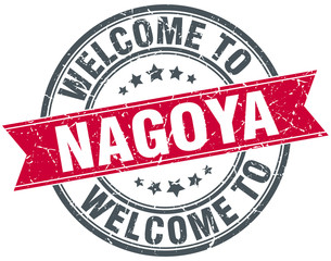 welcome to Nagoya red round vintage stamp