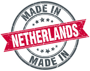 made in Netherlands red round vintage stamp