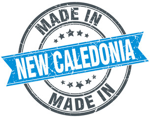 made in New Caledonia blue round vintage stamp