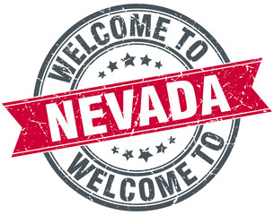 welcome to Nevada red round vintage stamp