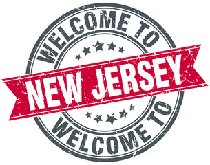 welcome to New Jersey red round vintage stamp