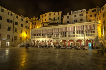 Centre in Old Town in Sibenic atnight , Croatia.