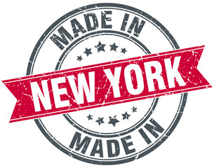 made in New York red round vintage stamp