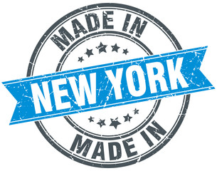 made in New York blue round vintage stamp