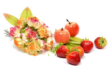 Floral and fruit composition - making bouquet