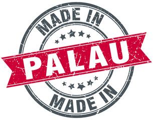 made in Palau red round vintage stamp