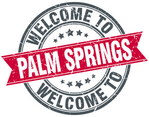 welcome to Palm Springs red round vintage stamp