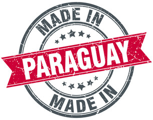 made in Paraguay red round vintage stamp