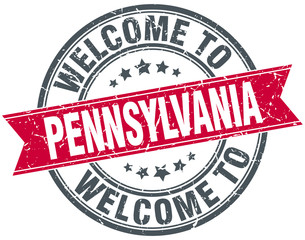 welcome to Pennsylvania red round vintage stamp