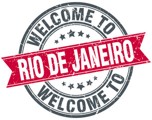 welcome to Rio De Janeiro red round vintage stamp