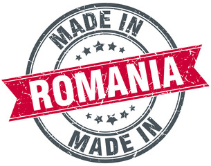 made in Romania red round vintage stamp