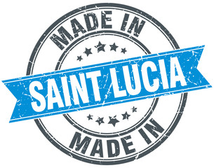 made in Saint Lucia blue round vintage stamp