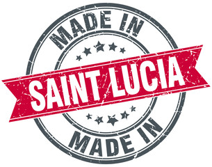 made in Saint Lucia red round vintage stamp